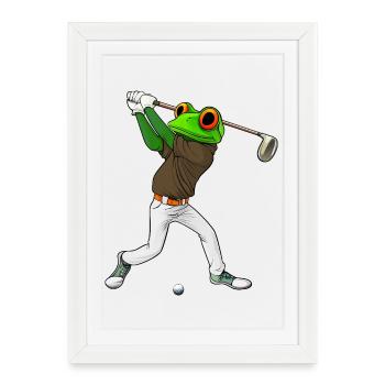 Frogs Golf - Affiche encadrée (27 × 37 cm) - blanc - Devant