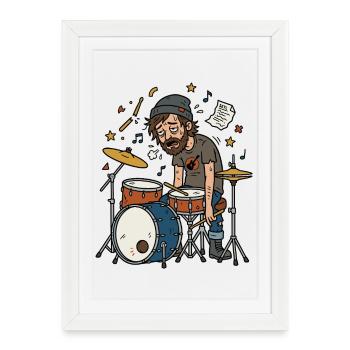 Drummer, Tired, Musician, Humor - Framed poster (27 × 37 cm) - white - Front