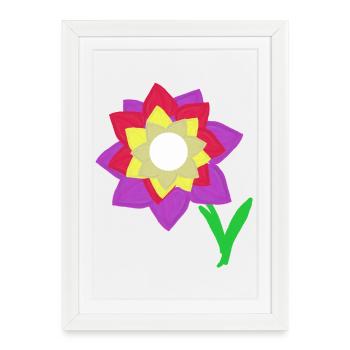 Flower Illustration Flowers Children Child - Framed poster (27 × 37 cm) - white - Front