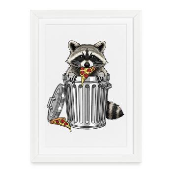 Raccoon Pizza Dash - Framed poster (27 × 37 cm) - white - Front