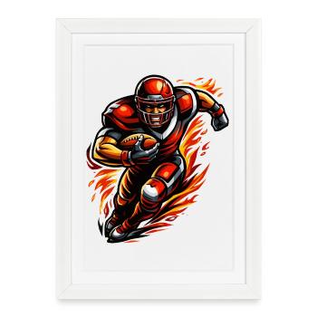 Joueur de football américain Flame Walker - Affiche encadrée (27 × 37 cm) - blanc - Devant