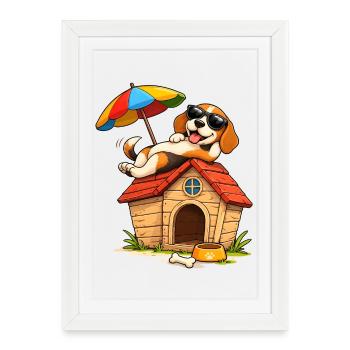 Conception de la maison de vacances des chiens Beagle - Affiche encadrée (27 × 37 cm) - blanc - Devant