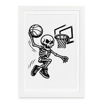 Basketball Skeleton Dunking - Framed poster (27 × 37 cm) - white - Front