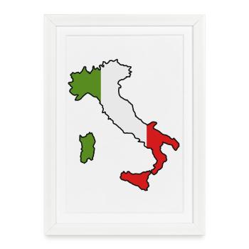 Carte de l’Italie - Affiche encadrée (27 × 37 cm) - blanc - Devant