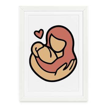 Étreinte Mère-Enfant Amour - Affiche encadrée (27 × 37 cm) - blanc - Devant