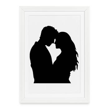 Couple Silhouette Love Romance Valentine's Day Boyfriend - Framed poster (27 × 37 cm) - white - Front