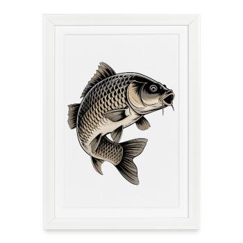 Carp fishing - Framed poster (27 × 37 cm) - white - Front