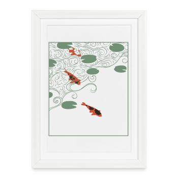 Carpe koi de style wabi-sabi - Affiche encadrée (27 × 37 cm) - blanc - Devant