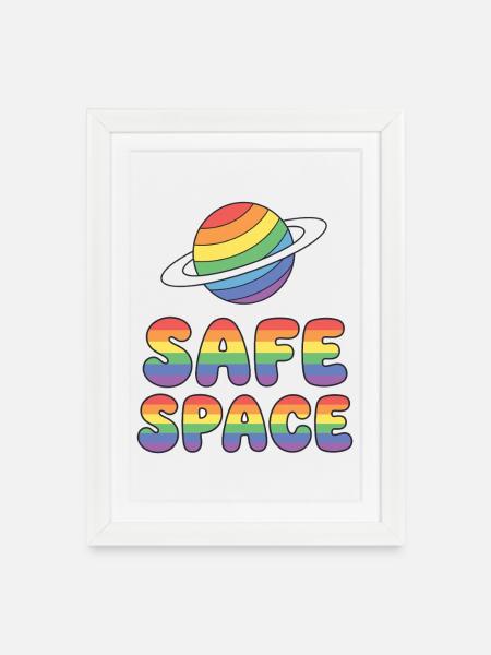 LBGTQIA+ Safe Space Pride Month Aufkleber – Safe Spa - Gerahmtes Poster (27 × 37 cm) - Weiß