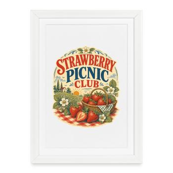 Design d’été pour femmes et universités à la fraise pique- - Affiche encadrée (27 × 37 cm) - blanc - Devant