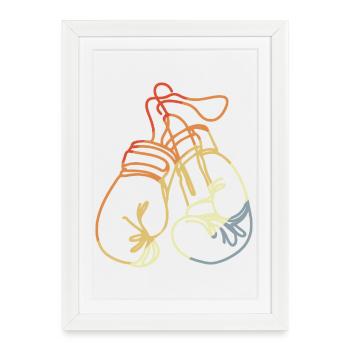 Gants de boxe style rétro - Affiche encadrée (27 × 37 cm) - blanc - Devant