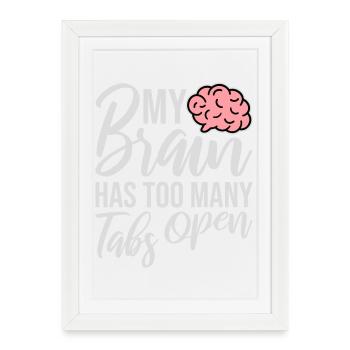 Mon cerveau a trop d’onglets ouverts Lustig Grübeln - Affiche encadrée (27 × 37 cm) - blanc - Devant