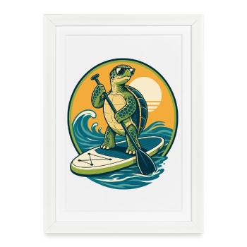 Drôle de planche de paddle SUP Stand Up paddle - Affiche encadrée (27 × 37 cm) - blanc - Devant