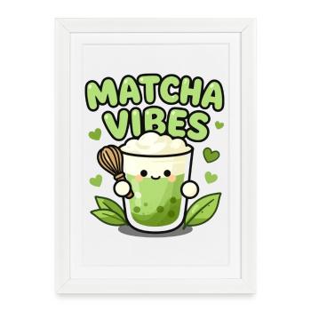 Illustration de tasse Matcha Vibes - Affiche encadrée (27 × 37 cm) - blanc - Devant
