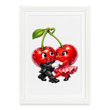 Cerises dansantes - Affiche encadrée (27 × 37 cm) - blanc - Devant