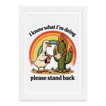 Oie Plume de Feu contre Cactus - Affiche encadrée (27 × 37 cm) - blanc - Devant