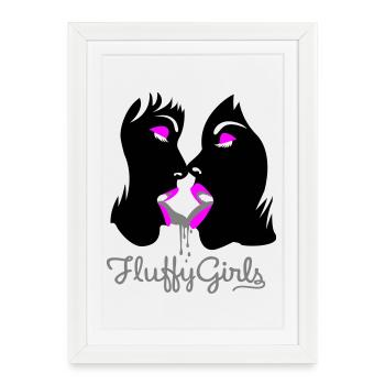 fluffy girls - Affiche encadrée (27 × 37 cm) - blanc - Devant