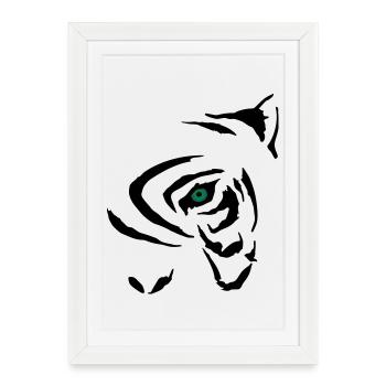 Oeil de tigre Mystérieux Graphique - Affiche encadrée (27 × 37 cm) - blanc - Devant