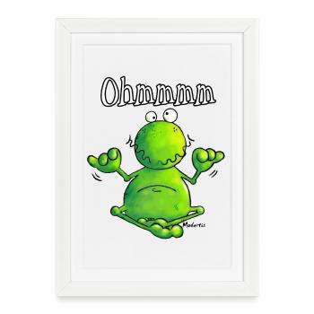 Ohmmm frog- meditation- t-shirt design - Framed poster (27 × 37 cm) - white - Front