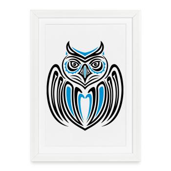 Large owl with wings in Haida Style. - Framed poster (27 × 37 cm) - white - Front
