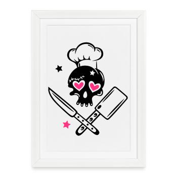 Skull girlie with cooking hat - Framed poster (27 × 37 cm) - white - Front