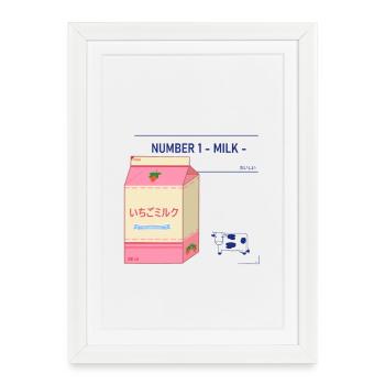 Design de Brique Milk Fraise Japonaise - Affiche encadrée (27 × 37 cm) - blanc - Devant