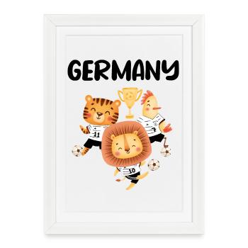 Football team Germany Animals Football Gift - Framed poster (27 × 37 cm) - white - Front