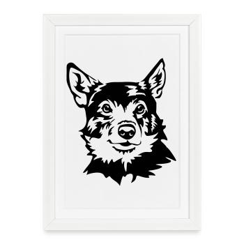 Chien mural suédois - Affiche encadrée (27 × 37 cm) - blanc - Devant