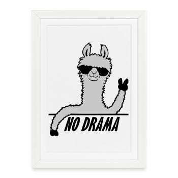 Pas de drame Lama - Affiche encadrée (27 × 37 cm) - blanc - Devant