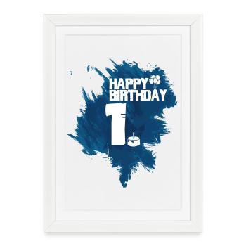 Joyeux anniversaire - 1 an - Affiche encadrée (27 × 37 cm) - blanc - Devant