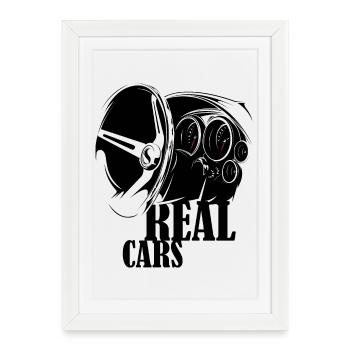 Illustration Intérieur Innen muscle car v8 Auto - Affiche encadrée (27 × 37 cm) - blanc - Devant