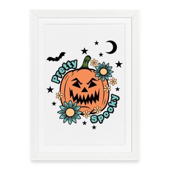Citrouille d’Halloween - Pretty Spooky - Mignon Halloween - Affiche encadrée (27 × 37 cm) - blanc - Devant