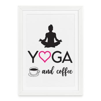 Yoga et café - Affiche encadrée (27 × 37 cm) - blanc - Devant