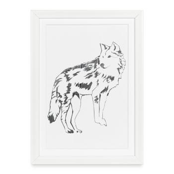 Loup - Affiche encadrée (27 × 37 cm) - blanc - Devant