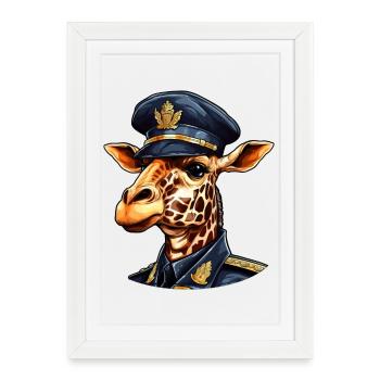Girafe Policier - Affiche encadrée (27 × 37 cm) - blanc - Devant