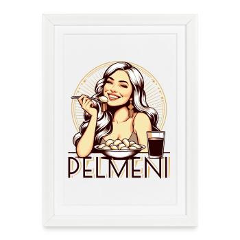 Cadeau Pelmeni Yummy - Affiche encadrée (27 × 37 cm) - blanc - Devant