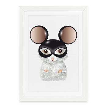 Cute White Mouse with Mouse Ears Mask - Framed poster (27 × 37 cm) - white - Front