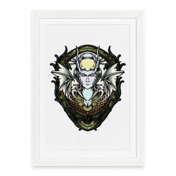 Dark fantasy creature with wings. - Framed poster (27 × 37 cm) - white - Front