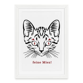 Chat, minou fin - Affiche encadrée (27 × 37 cm) - blanc - Devant