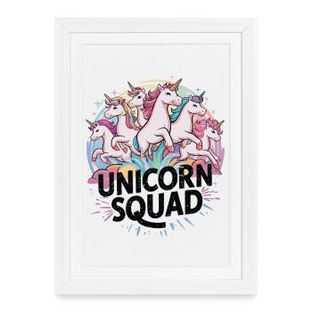 Unicorn Squad - Amitié magique de licorne - Affiche encadrée (27 × 37 cm) - blanc - Devant