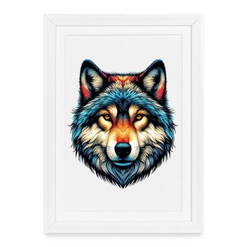 Loup - Affiche encadrée (27 × 37 cm) - blanc - Devant