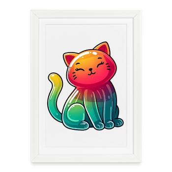 Cat - Framed poster (27 × 37 cm) - white - Front