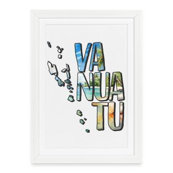 Carte aquarelle Vanuatu - Affiche encadrée (27 × 37 cm) - blanc - Devant