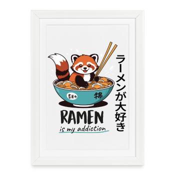 Cute Red Panda in Ramen Bowl - Framed poster (27 × 37 cm) - white - Front