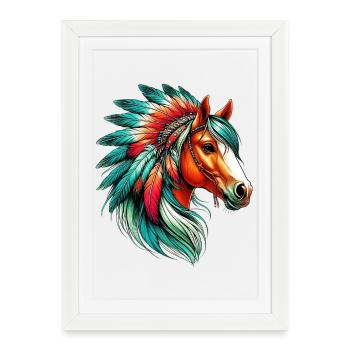 American Indian horse American redskin - Framed poster (27 × 37 cm) - white - Front