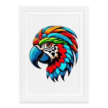 Perroquet arlequin - Affiche encadrée (27 × 37 cm) - blanc - Devant