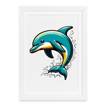 Dolphin - Framed poster (27 × 37 cm) - white - Front