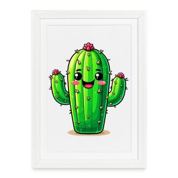 Cactus - Affiche encadrée (27 × 37 cm) - blanc - Devant
