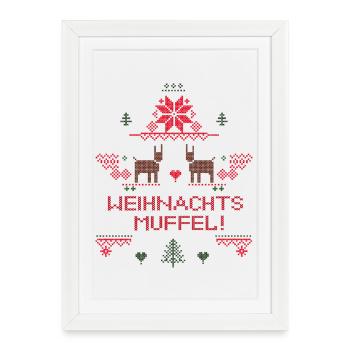 Grognement de Noël - Affiche encadrée (27 × 37 cm) - blanc - Devant