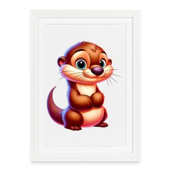 Loutre - Affiche encadrée (27 × 37 cm) - blanc - Devant